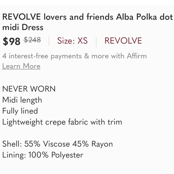 Revolve Alba Lovers and Friends polkadot white dress S - Picture 8 of 8